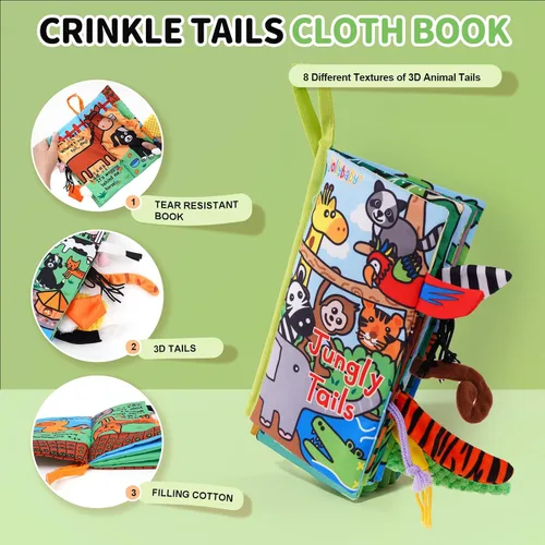 Miniatura 3 de Jollybaby Libros arrugados para bebés, juguetes sensoriales suaves al tacto y tacto para bebés de 0 a 6 meses, juguetes de tela educativa temprana