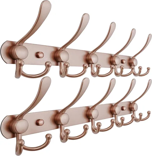Miniatura 67 de Dseap - Perchero para pared, 5 ganchos triples, resistente, acero inoxidable, riel de gancho de metal para abrigos, sombreros, toallas, bolsos