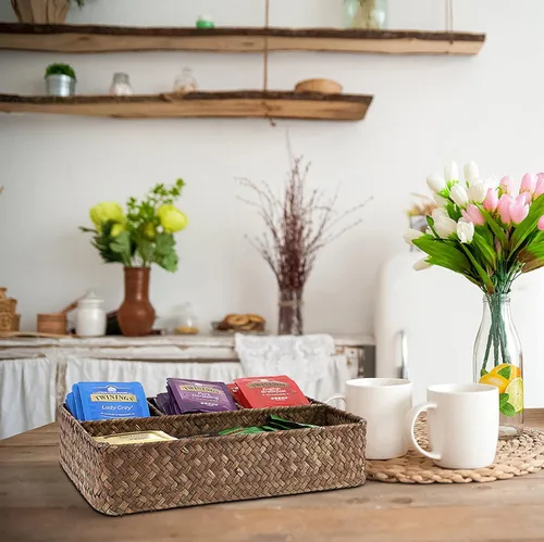 Miniatura 3 de ELLDOO Bandeja organizadora de bolsas de té, soporte para paquetes de azúcar, almacenamiento de cápsulas de café, organizador de condimentos, cesta