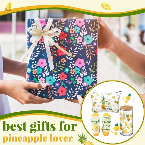 Miniatura 5 de SiliFine Juego de 3 piezas de regalos de piña para mujer, tazas de piña de verano con tapas y pajitas, regalos Aloha hawaianos, incluye piñas