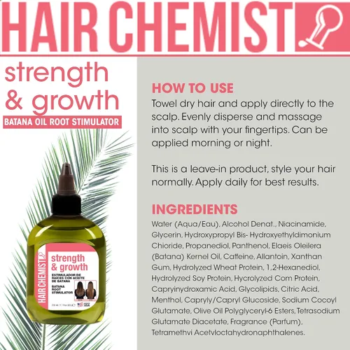 Miniatura 6 de Hair Chemist Strength & Growth - Estimulador de raíz de batana, 7.1 onzas, tratamiento capilar con aceite de batana, revitaliza y nutre el cabello