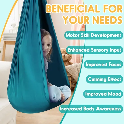 Miniatura 5 de Chihee Columpio Sensorial Terapéutico Hamaca para Interiores y Exteriores para Niños, Herrajes Incluidos, Columpio Suave y Transpirable de Nailon