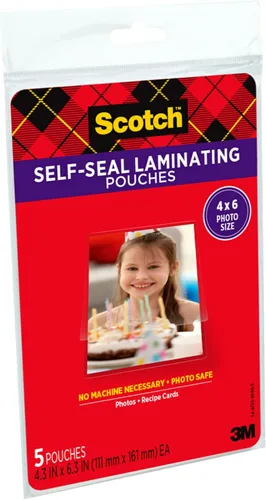Miniatura 4 de Bolsas laminadas autosellables Scotch, 10 x 15 cm, paquete de 3 con 5 bolsas – Sin necesidad de máquina, transparente, seguro para fotos