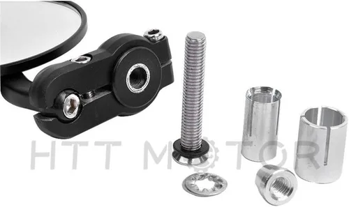 Miniatura 6 de Nuevos espejos redondos de 1 pulgada para extremo de barra para Kawasaki Suzuki Ducati, color negro