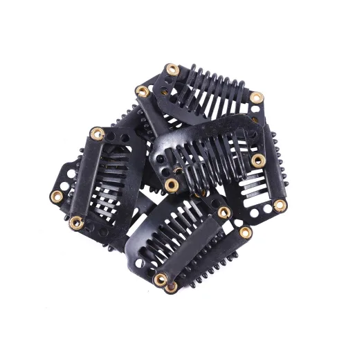 Miniatura 5 de YANTAISIYU 24 unids/1.102 in 8 dientes Metal peluca clips con goma Snap Clips para peluca Hairpiece Hair Extension Accesorios (negro)