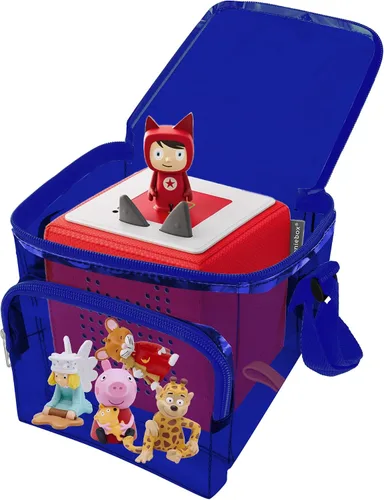 Miniatura 3 de Annmore Bolsa de transporte transparente para Toniebox y personajes, con cremallera, correa de hombro ajustable, azul