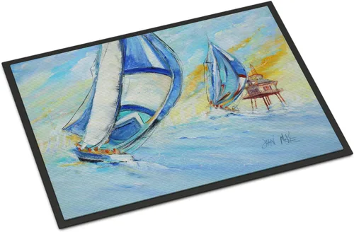 Miniatura 192 de Caroline's Treasures JMK1017JMAT - Tapete de caza de rana garza azul, 24 x 36 pulgadas, tapete para puerta delantera, interior y exterior