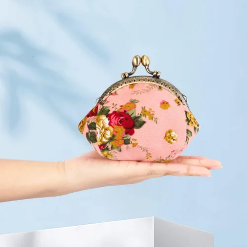 Miniatura 6 de Oyachic Printed Coin Purse Vintage Pouch Buckle Clutch Bags Kiss lock Change Purse Floral Clasp Wallets For Women