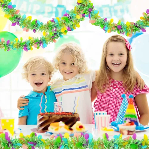 Miniatura 2 de Jutom Guirnalda metálica con purpurina de Pascua, guirnaldas gruesas de primavera coloridas de 108 pies, 6