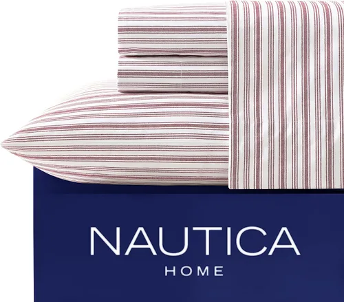 Nautica - Juego de sábanas tamaño Twin XL, sábanas refrescantes nítidas y entalladas con una sensación ligera y suave de percal de algodón - Sábanas