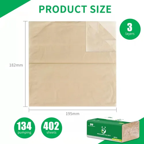 Miniatura 2 de Pañuelos faciales de bambú suaves y duraderos, papel facial natural sin blanquear de 3 capas, uso seco o húmedo, 12 paquetes