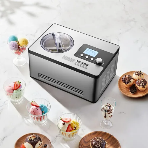 Miniatura 8 de VEVOR Fabricante de helados automática con compresor integrado, 2 cuartos de galón, máquina de yogur de frutas sin precongelación