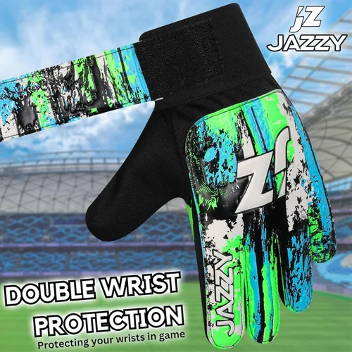 Miniatura 5 de Guantes de portero de fútbol para niños y jóvenes, guantes de portero antideslizantes con palma de látex de 4 mm y fuerte agarre, protección doble