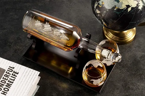 Miniatura 3 de Godinger Ship In A Bottle - Juego de decantador de whisky y vasos de whisky, para licor whisky bourbon, regalos para hombres