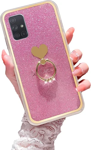 Miniatura 34 de Para Samsung Galaxy A52 5G Caso Lindas Niñas Mujeres Shell De Brillo De Lujo Con Anillo De Corazón Kickstand Cubierta Protectora A Prueba De Golpes