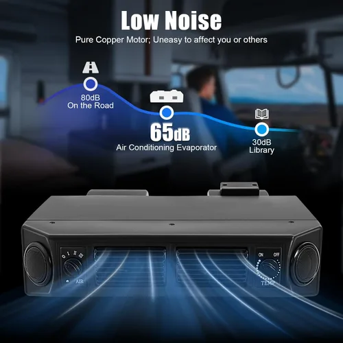 Miniatura 4 de Aire acondicionado Evaporador Cool 12V 8A 3 velocidades 80W Universal Car Truck A/C Motor de cobre Negro