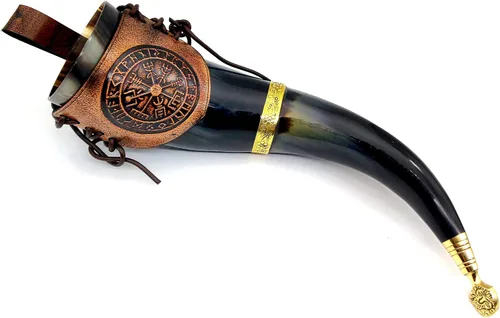 Miniatura 10 de Viking Beber - Taza corta con funda de cuero auténtica y segura para alimentos, sin fugas, taza de cerveza nórdica con capacidad de 8 a 10 onzas