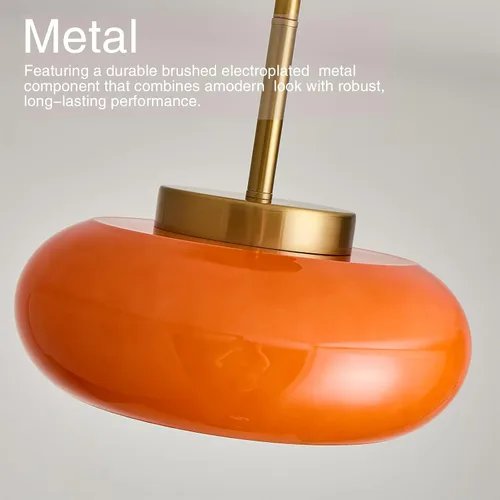 Miniatura 6 de FCTWAKS Lámpara de techo semiempotrada dorada moderna de 11 pulgadas con pantalla de cristal naranja, lámpara de mediados de siglo para pasillo