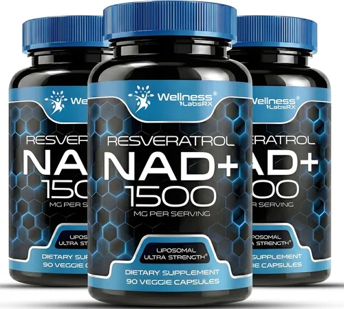 Miniatura 9 de Wellness LABSRX Suplemento liposomal NAD, 1500 mg - Suplemento de resveratrol NAD para mujeres y hombres, NAD+ apoya la salud celular, energía