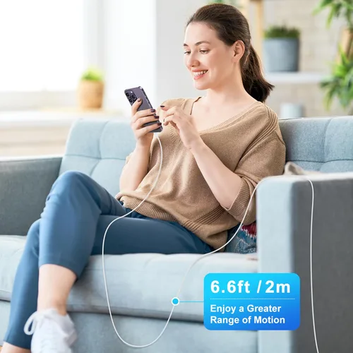 Miniatura 7 de Cargador para iPhone de carga rápida original [certificado Apple MFi], paquete de 2 bloques de carga de pared tipo C con 2 cables USB C a Lightning
