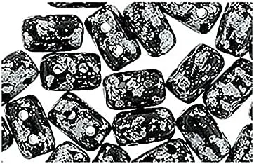 Cilindro de cuentas de vidrio prensado Matubo Rulla de 0.35 oz con dos agujeros, 0.118 x 0.197 in, color plateado Tweedy Tweedy Silver