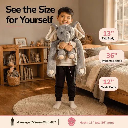 Miniatura 5 de Huggle Healers Animales de peluche con peso para adultos, adolescentes y niños, brazos de felpa de 36 pulgadas de largo para abrazos, peluche