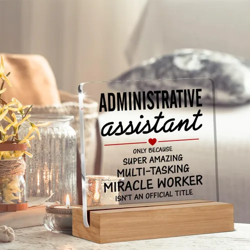 Miniatura 4 de Regalos de asistente administrativo, regalos de agradecimiento para secretaria, letrero decorativo de escritorio transparente, letrero acrílico