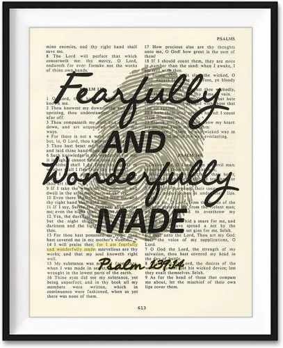 Fearfully and Wonderfully Made, Salmo 139:14, impresión artística, sin marco, con versículo bíblico vintage, póster de decoración de pared, regalo