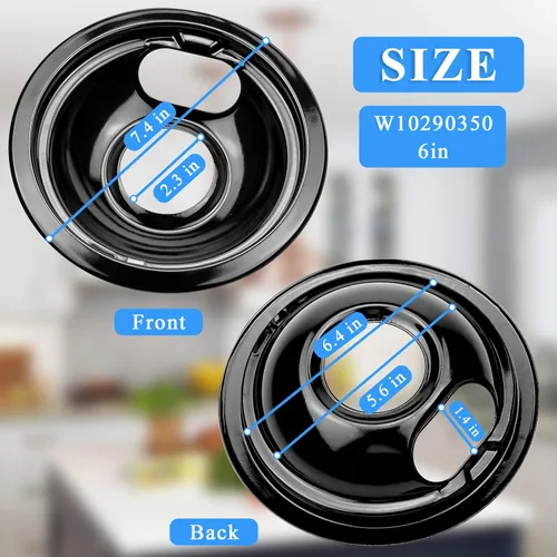 Miniatura 2 de Sartenes de goteo para quemador de estufa negro para Whirlpool Amana Crosley Electric Range, cuencos de goteo superior de estufa incluye 1 grande