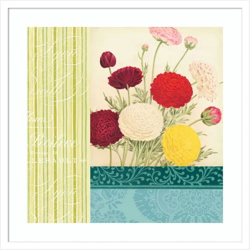 Amanti Art Framed Wall Art Print 25x25 Floral Montage III by Vision Studio, Flowers Wall Art, Vintage Decor, Medium Poster Painting Artwork for