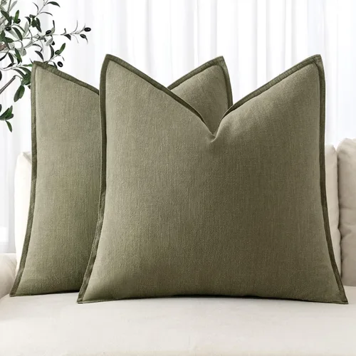 Miniatura 19 de MIULEE - Juego de 2 fundas de almohada decorativas de lino, estilo bohemio, rústico, neutral, para sofá, cama, 16 x 16 pulgadas, color marrón