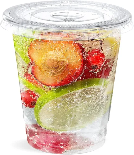 Miniatura 7 de SHOPDAY Vasos de plástico desechables con tapas, vasos de plástico transparente de 8 onzas, paquete de 100 recipientes para bebidas frías, tazas
