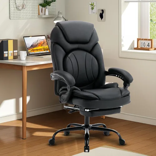 Miniatura 2 de Sillas de escritorio de oficina reclinables de 400 libras con reposapiés, soporte para la espalda, respaldo alto, asiento ancho, sillas reclinables