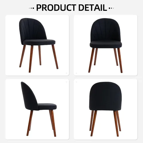 Miniatura 7 de Juego de 6 sillas de comedor de tela, sillas de comedor modernas tapizadas de mediados de siglo, silla decorativa sin brazos con patas de madera