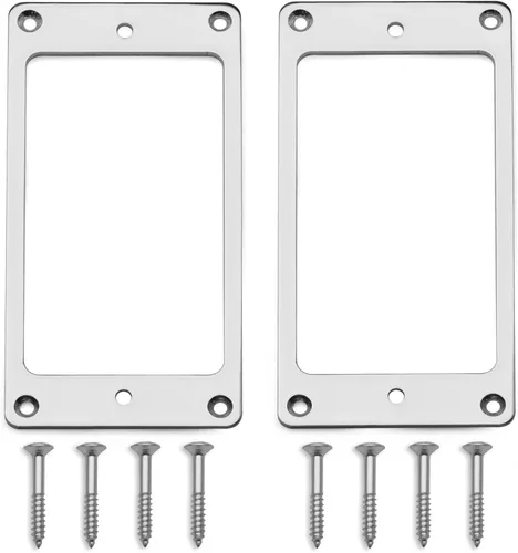 MAXCHEER Anillo de recogida Humbucker plano de hierro de metal para reemplazo de guitarra eléctrica (cromo)
