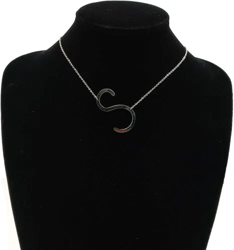 Miniatura 6 de MOMOL - Collar con Inicial Inclinada, de Acero Inoxidable Chapado en Oro de 18K, Dije de Letras Grandes, Collar de Monograma con Nombre para Mujer