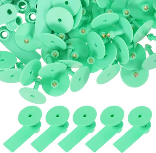 DOITOOL Etiquetas de oído de ovejas en blanco verdes 2 x 0.66 x 0.43 pulgadas Etiquetas de identificación de ganado para cabras, ovejas, ganado,
