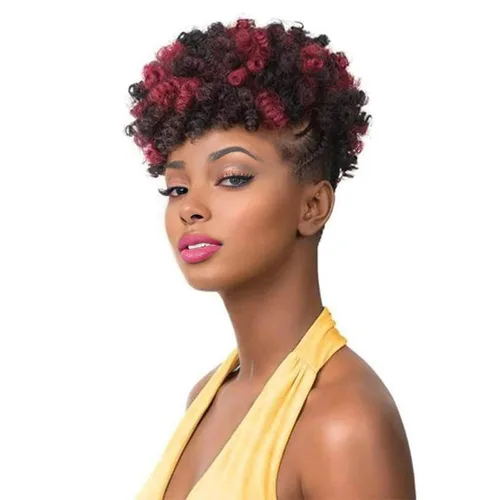 Miniatura 26 de MIMAN - 3 paquetes de trenzas de cabello rizado corto a crochet de 10 pulgadas, extensiones de trenzado sintético de 6 mm para peinado de mohawk