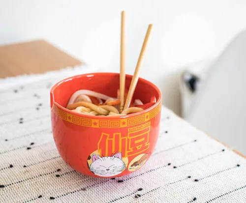 Miniatura 4 de Dragon Ball Z Karin - Juego de vajilla de cerámica japonesa El ajuste del lugar incluye cuenco de ramen de 16 onzas y palillos de madera, juego