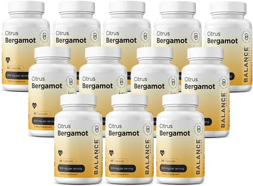 Miniatura 2 de Bergamota cítrica 500 mg, 60 cápsulas veganas, suplemento de bergamota avanzado para el metabolismo, paquete de 6