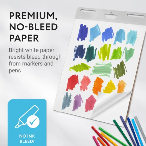 Miniatura 6 de IMPRESA Teacher Supplies - Almohadillas adhesivas para caballete, 25 x 30 pulgadas, color blanco, portátil, paquete de 5 (150 hojas), adhesivo