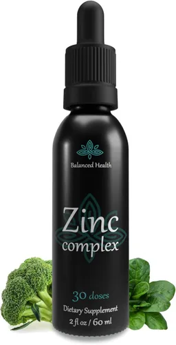 Complejo de zinc: 30 porciones, 2 onzas, sabor a menta, gotas de sulfato de zinc iónico líquido vegano más minerales traza para apoyo diario del