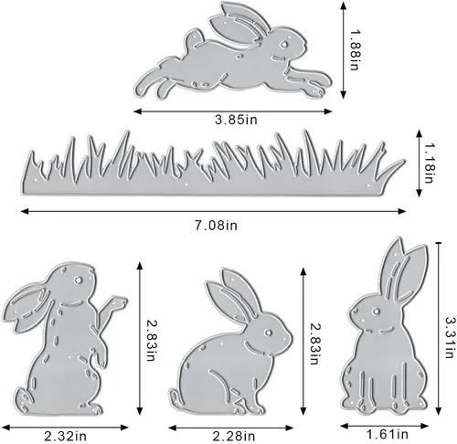 Miniatura 2 de Troqueles de corte de metal de conejito para hacer tarjetas y decoraciones de álbumes de fotos, lindos conejos, troqueles de hierba, plantillas