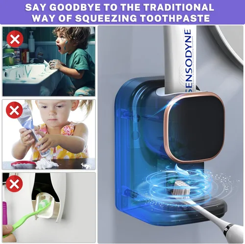 Miniatura 2 de Wekity Dispensador automático de pasta de dientes, dispensador eléctrico de pasta de dientes montado en la pared para niños y adultos, dispensador