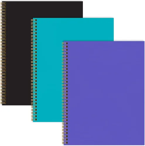 Cuaderno de espiral de moda de 8.5 x 11 pulgadas, paquete de 3, 120 páginas, rayas universitarias (sólido)