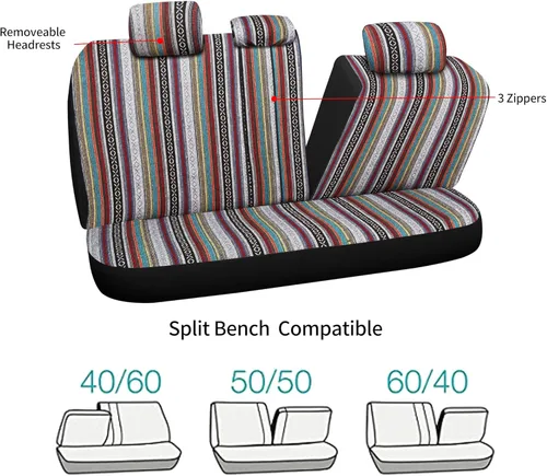 Miniatura 4 de VarCozy - Juego completo de fundas para silla de montar Baja, fundas para asiento delantero y asiento trasero dividido para sedán, SUV, camioneta