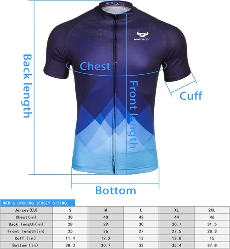 Miniatura 6 de nine bull Camiseta de ciclismo para hombre, manga corta, con 3 bolsillos traseros, absorbe la humedad, transpirable, de secado rápido