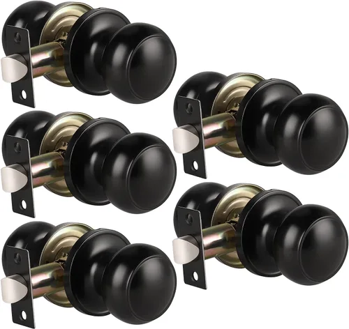 Miniatura 29 de Manija de puerta de acero macizo con diseño de bola antigua, para puerta de trastero, dormitorio, baño 609 Negro