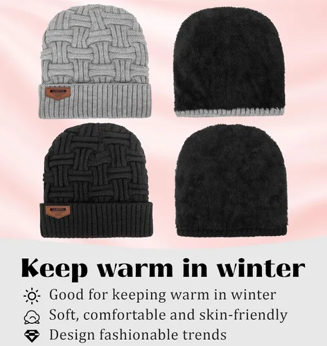 Miniatura 61 de Loritta Gorro de invierno cálido de punto grueso y holgado para hombre