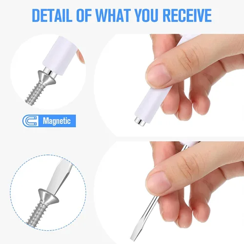 Miniatura 3 de Honoson 10 piezas de destornilladores de bolsillo, mini puntas y clips de bolsillo, pequeño destornillador magnético ranurado con cabeza de hoja
